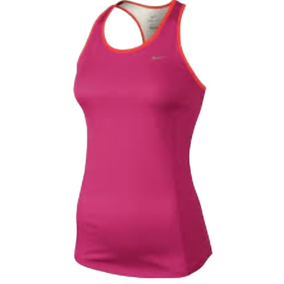 Nike Tops - Nike Dri-Fit racerback hot‎ Barbie pink and bright orange tank med